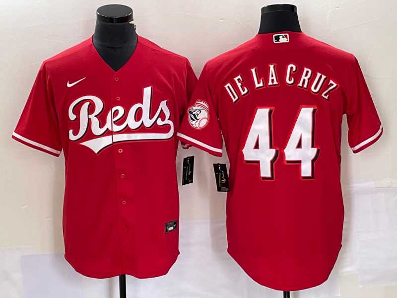 Men%27s Cincinnati Reds #44 Elly De La Cruz Red With Patch Cool Base Stitched Baseball Jerseys